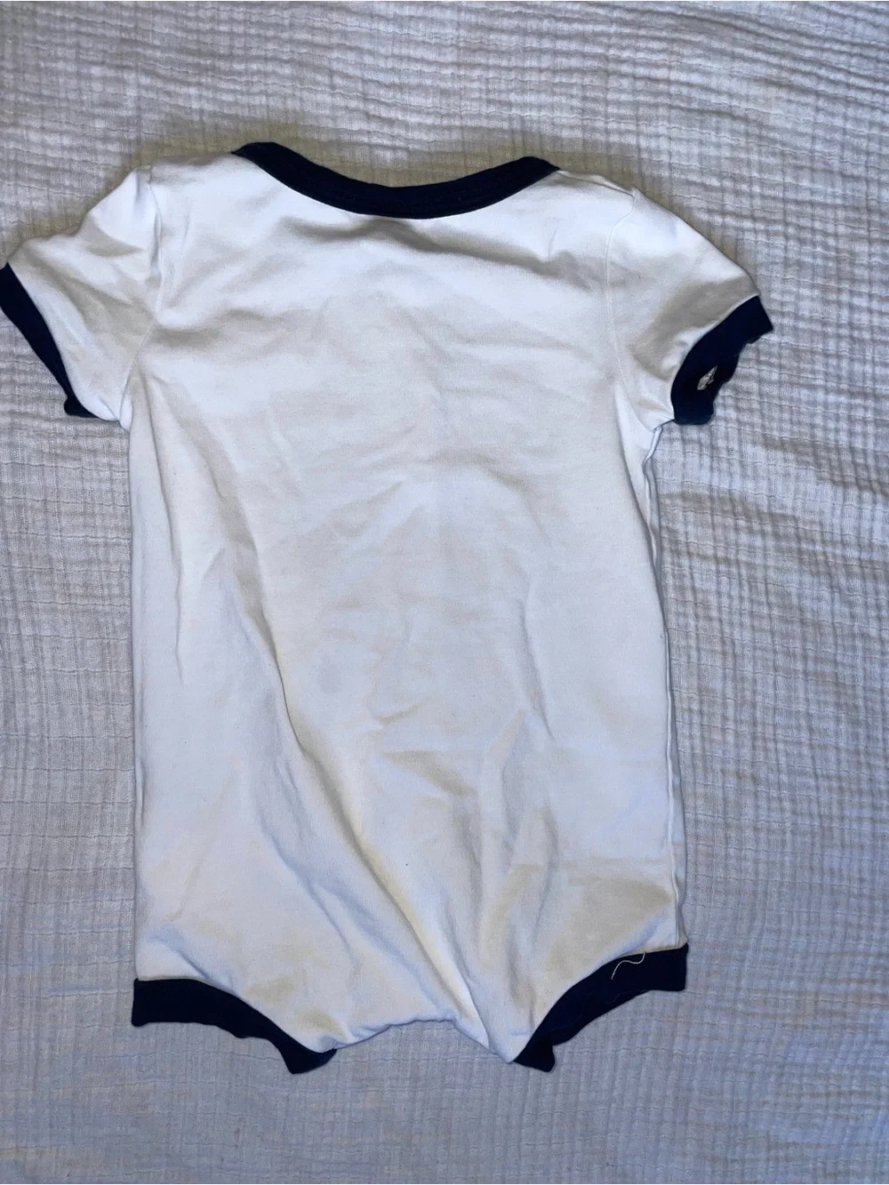 PatPat White and Navy Anchor Short-Sleeve One-Piece Bodysuit